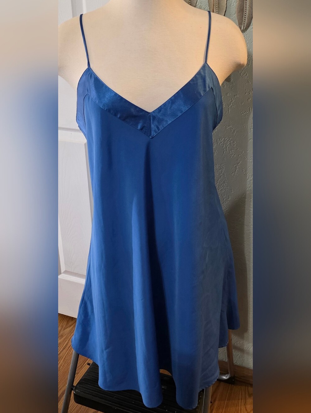 Y2k Babydoll V-Neck Silky Slip Dress Lingerie Blue Fairy Sexy Shift Dress Summer